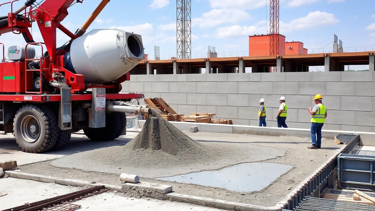 Proses pengecoran plat lantai memakai beton readymix dan pompa beton di Deli Serdang